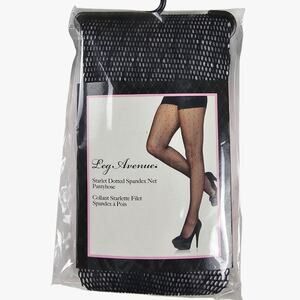 NWT Leg Avenue Net Pantyhose One Size Black Starlet Dot Spandex Tights Lingerie